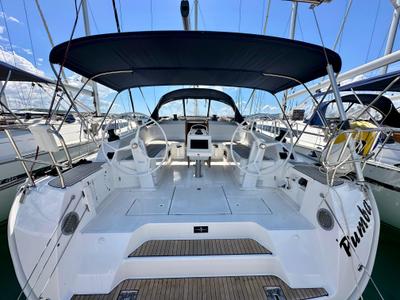 Cockpit of Pumba, a Bavaria Cruiser 46 sailboat at Općina Sukošan, Croatia