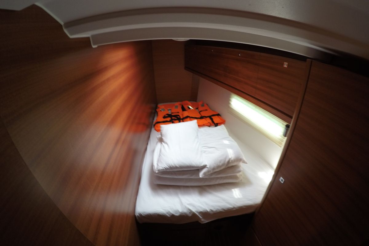 Cabin on Luce, a Dufour 512 Grand Large sailboat at Dubrovnik, Croatia