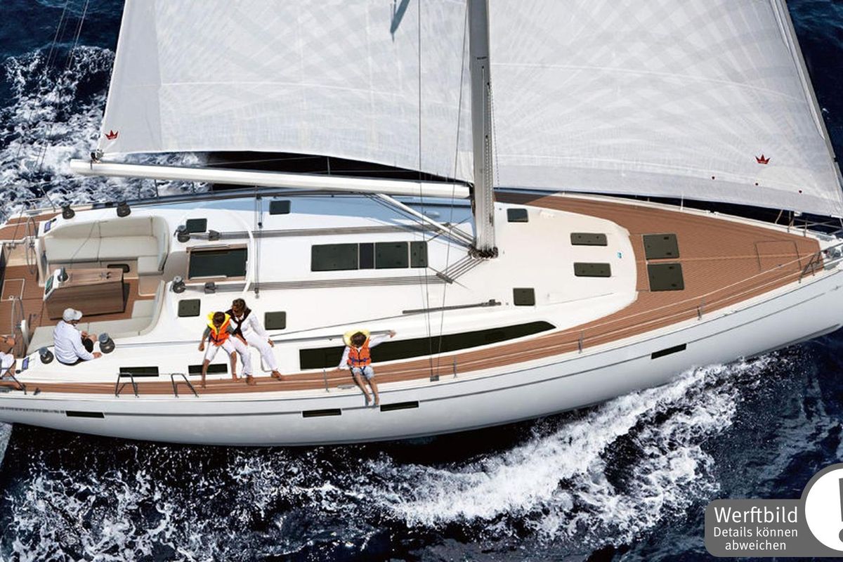 Exterior view of Jumbo, a Bavaria Cruiser 51 sailboat at Heiligenhafen, Germany