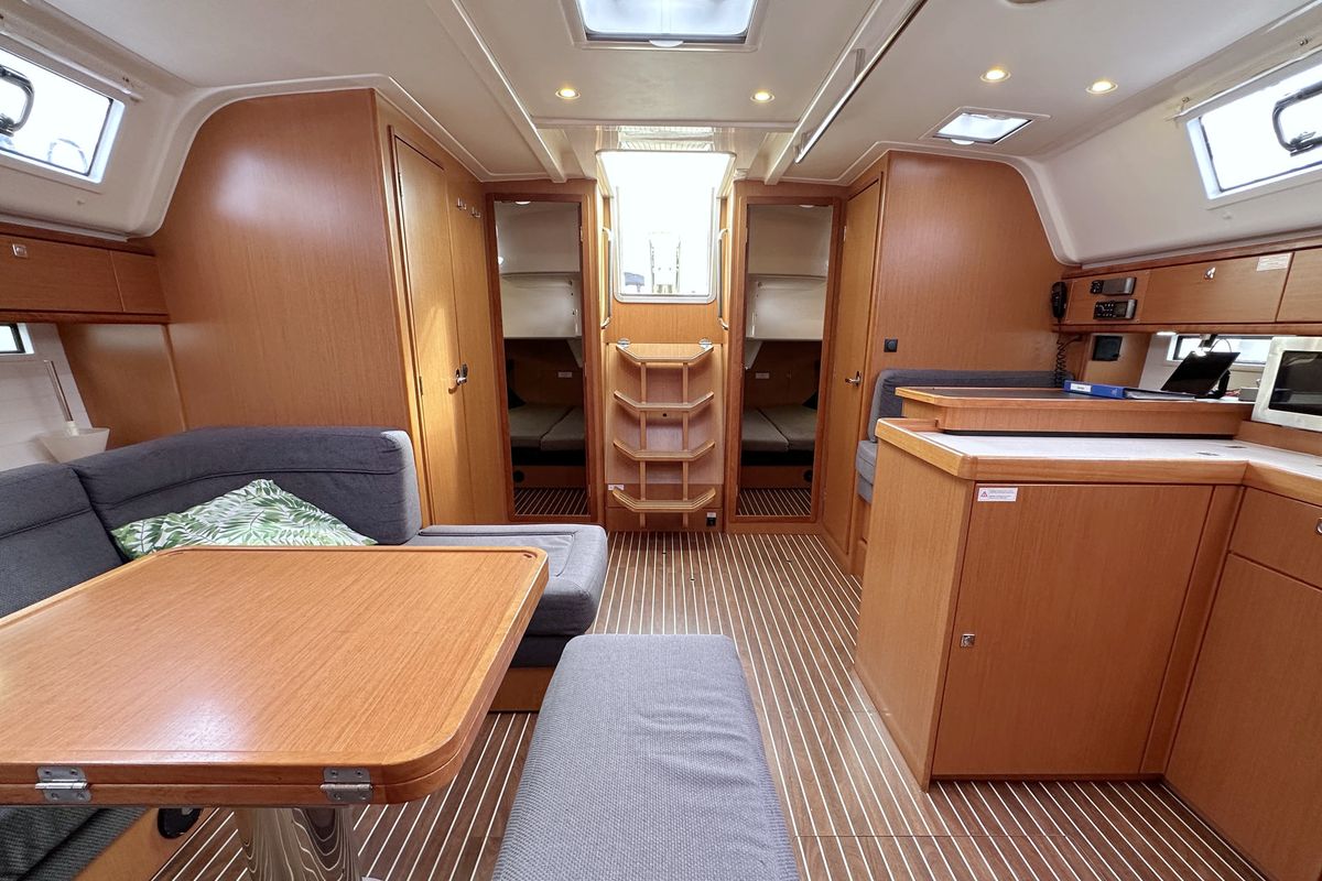 Salon of Jumbo, a Bavaria Cruiser 51 sailboat at Heiligenhafen, Germany