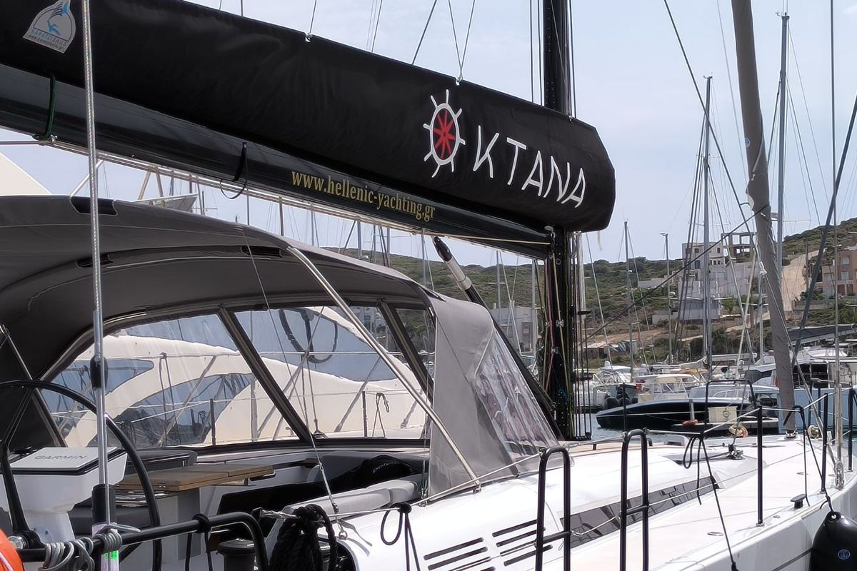 Exterior view of Oktana, a Beneteau First 53 sailboat at Lavreotiki Municipal Unit, Greece