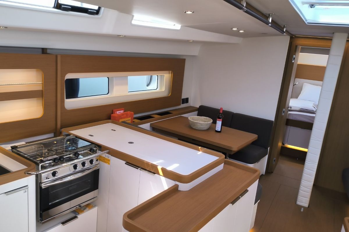 Galley of Oktana, a Beneteau First 53 sailboat at Lavreotiki Municipal Unit, Greece