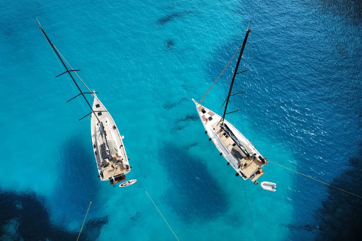 Oktana, a Beneteau First 53 sailboat at Lavreotiki Municipal Unit, Greece