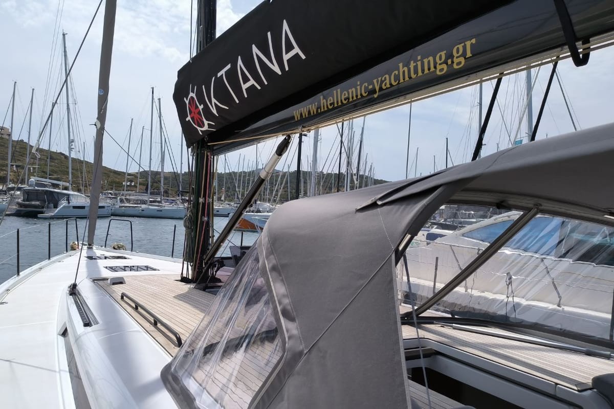 Oktana, a Beneteau First 53 sailboat at Lavreotiki Municipal Unit, Greece