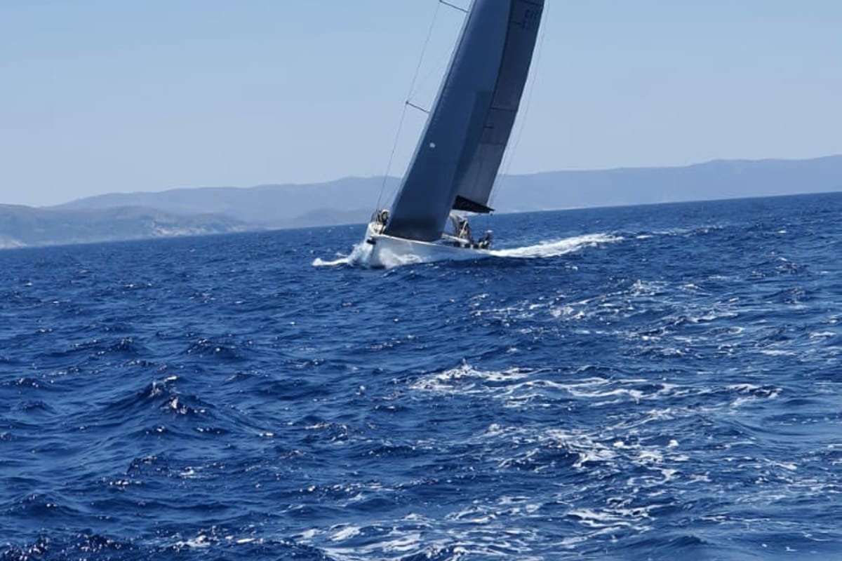 Oktana, a Beneteau First 53 sailboat at Lavreotiki Municipal Unit, Greece