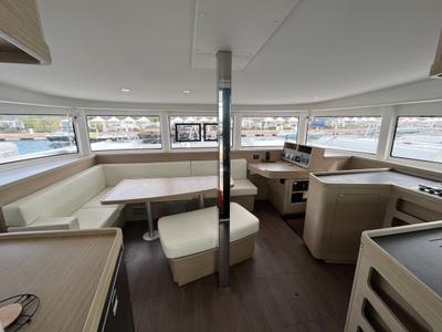 Salon of Amlad, a Lagoon 42 catamaran at Salerno, Italy