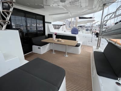 Deck of Amlad, a Lagoon 42 catamaran at Salerno, Italy
