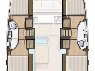 Floor plan of Puss in Boots, a Bali Catsmart catamaran at Seychelles, Eden Island Marina, Seychelles