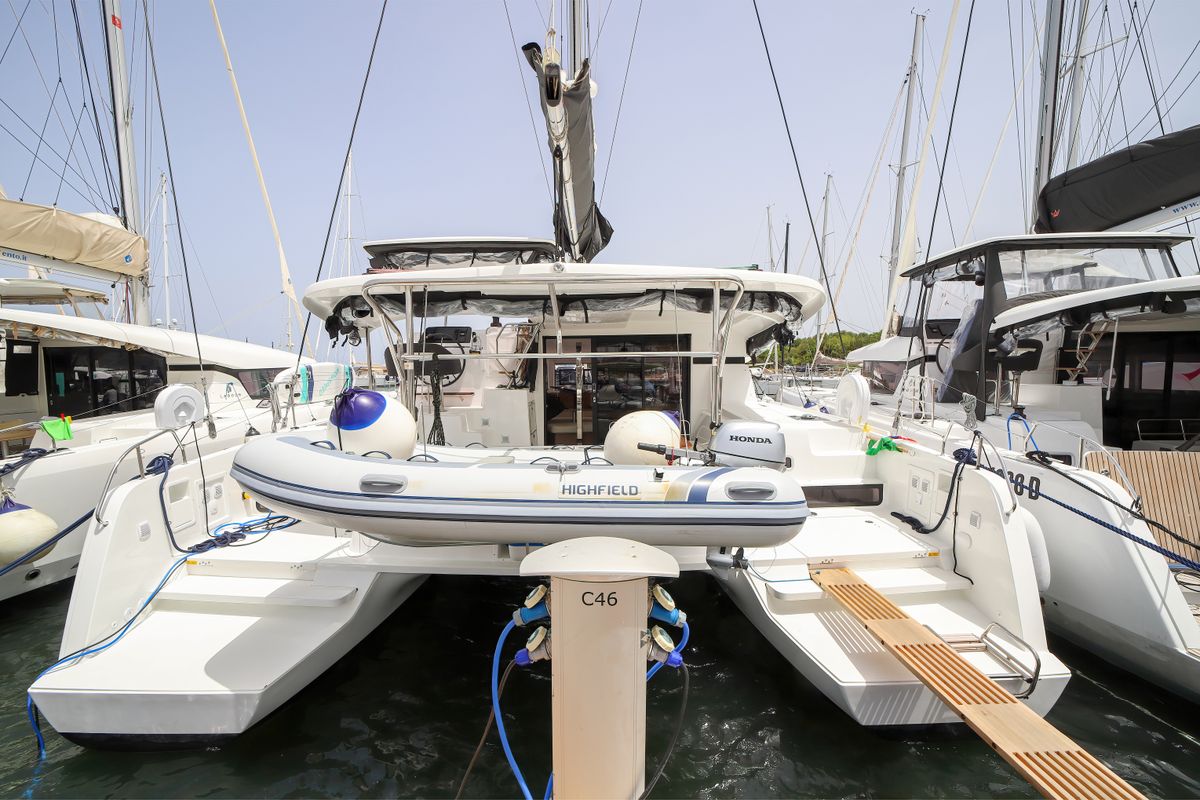 Exterior view of Panella - Premium Line, a Lagoon 42 catamaran at Olbia, Italy