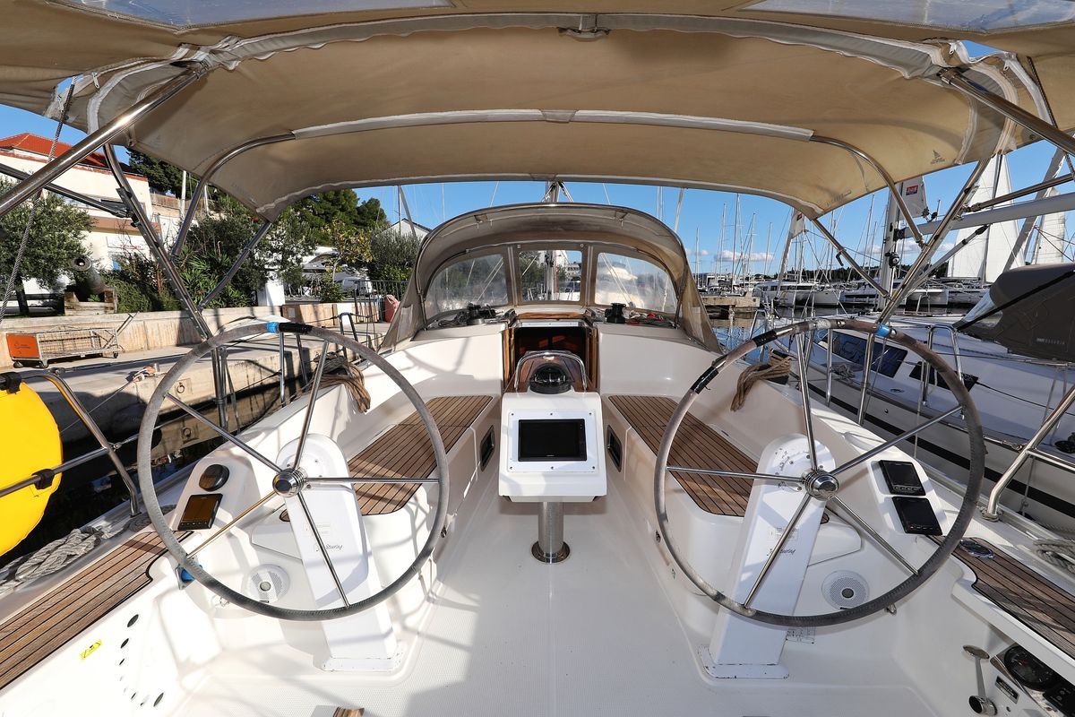Cockpit of Angelic, a Bavaria Cruiser 37 sailboat at Grad Biograd na Moru, Croatia