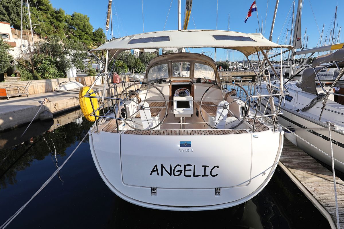 Exterior view of Angelic, a Bavaria Cruiser 37 sailboat at Grad Biograd na Moru, Croatia