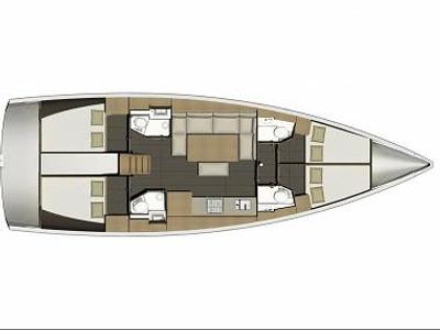 Floor plan of Adventure Planet, a Dufour 460 Grand Large sailboat at Marsala, Italy