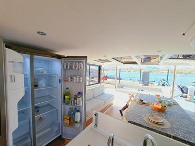 Galley of Cancelli del Cielo, a Bali 4.6 catamaran at Sant Antoni de Portmany, Spain
