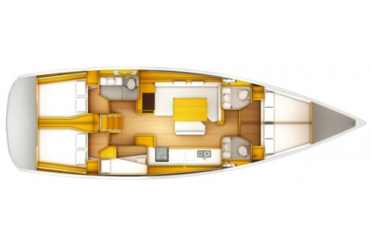 Floor plan of Alboran Jerez (Las Galletas), a Jeanneau Sun Odyssey 519 sailboat at Elephant Butte Estates, United States