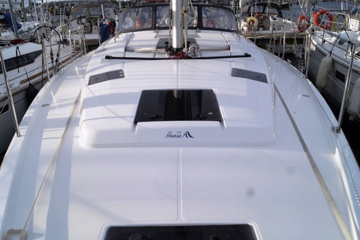 Deck of Mickey, a Hanse Yachts Hanse 415 sailboat at Primošten, Croatia