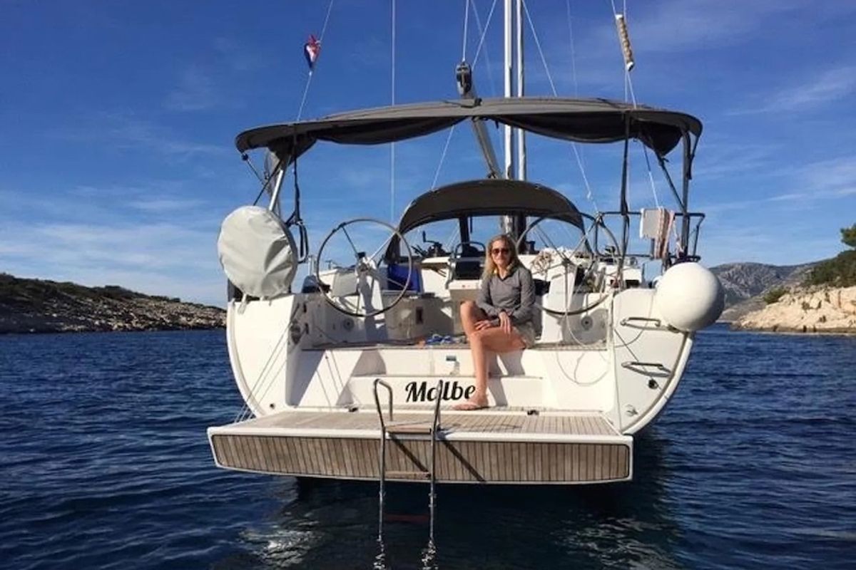 Exterior view of Malbec, a Bavaria Cruiser 46 sailboat at Seget Donji, Croatia