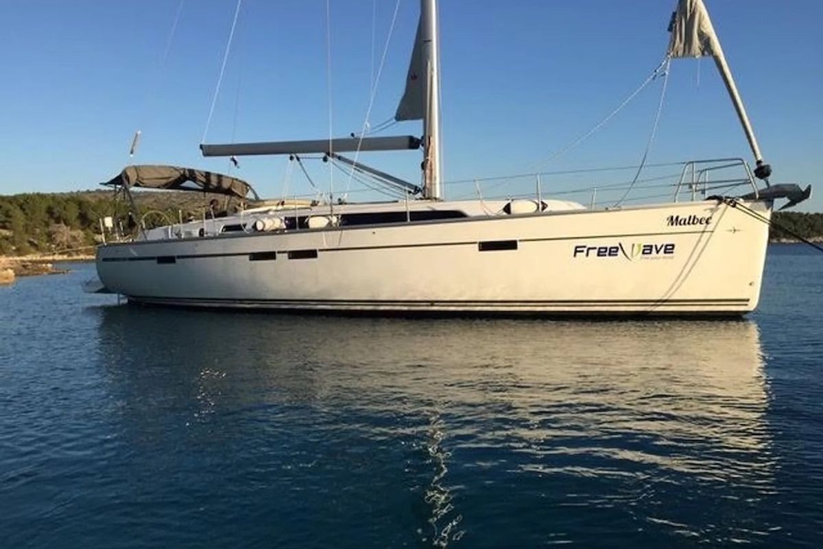 Exterior view of Malbec, a Bavaria Cruiser 46 sailboat at Seget Donji, Croatia