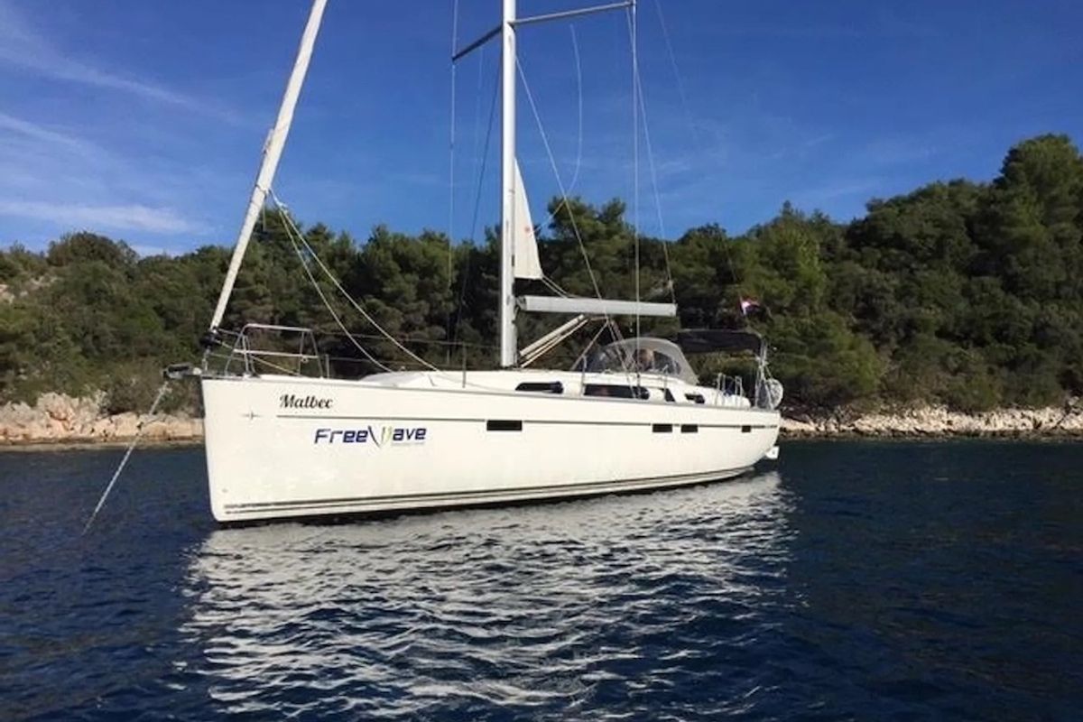 Exterior view of Malbec, a Bavaria Cruiser 46 sailboat at Seget Donji, Croatia