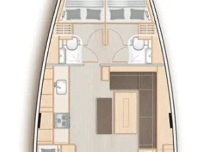Floor plan of Big Blue, a Hanse Yachts Hanse 508 sailboat at Athens, Greece