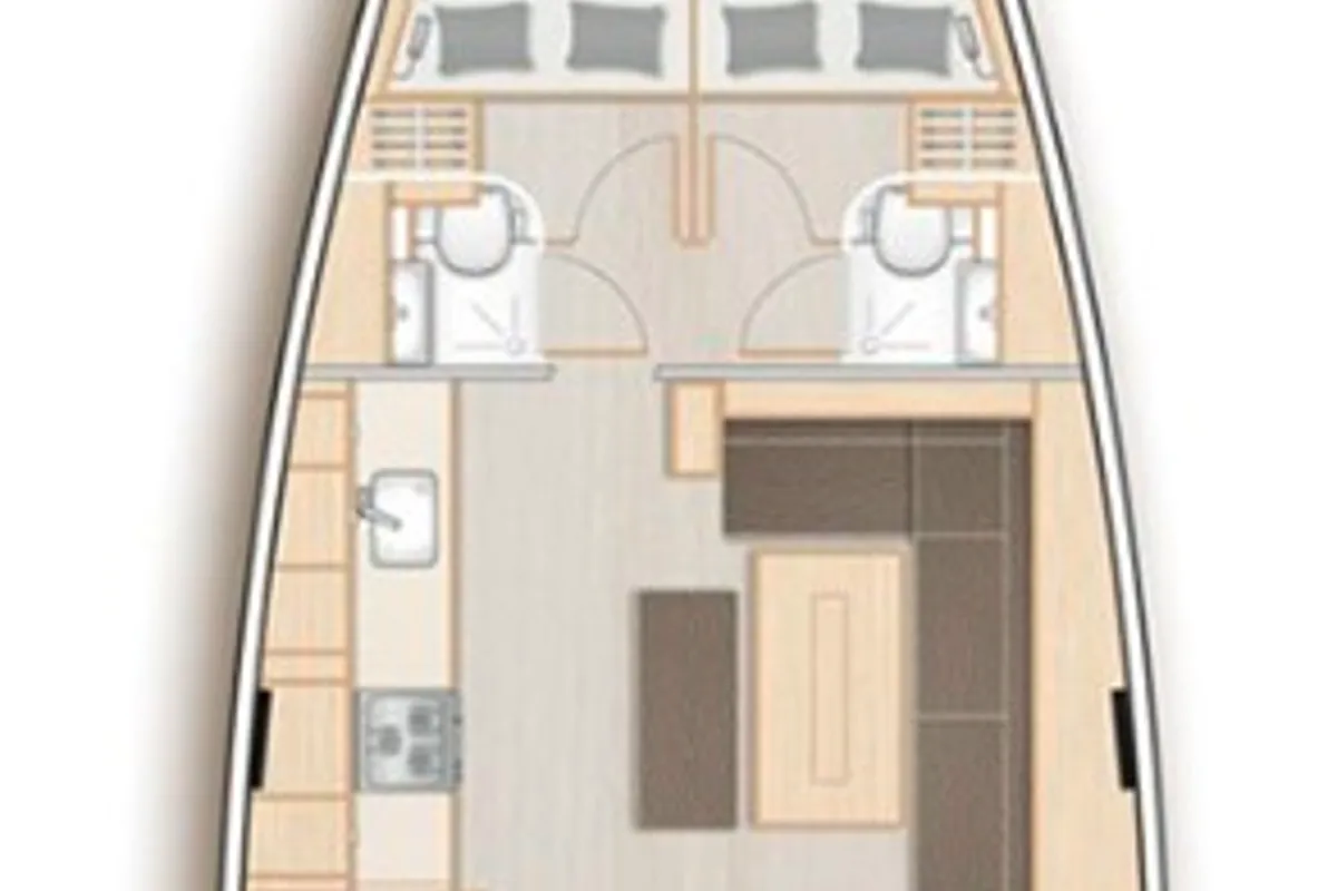 Floor plan of Big Blue, a Hanse Yachts Hanse 508 sailboat at Athens, Greece