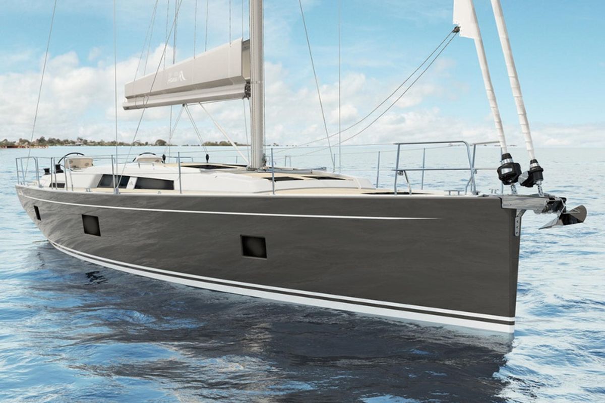 Exterior view of Big Blue, a Hanse Yachts Hanse 508 sailboat at Athens, Greece