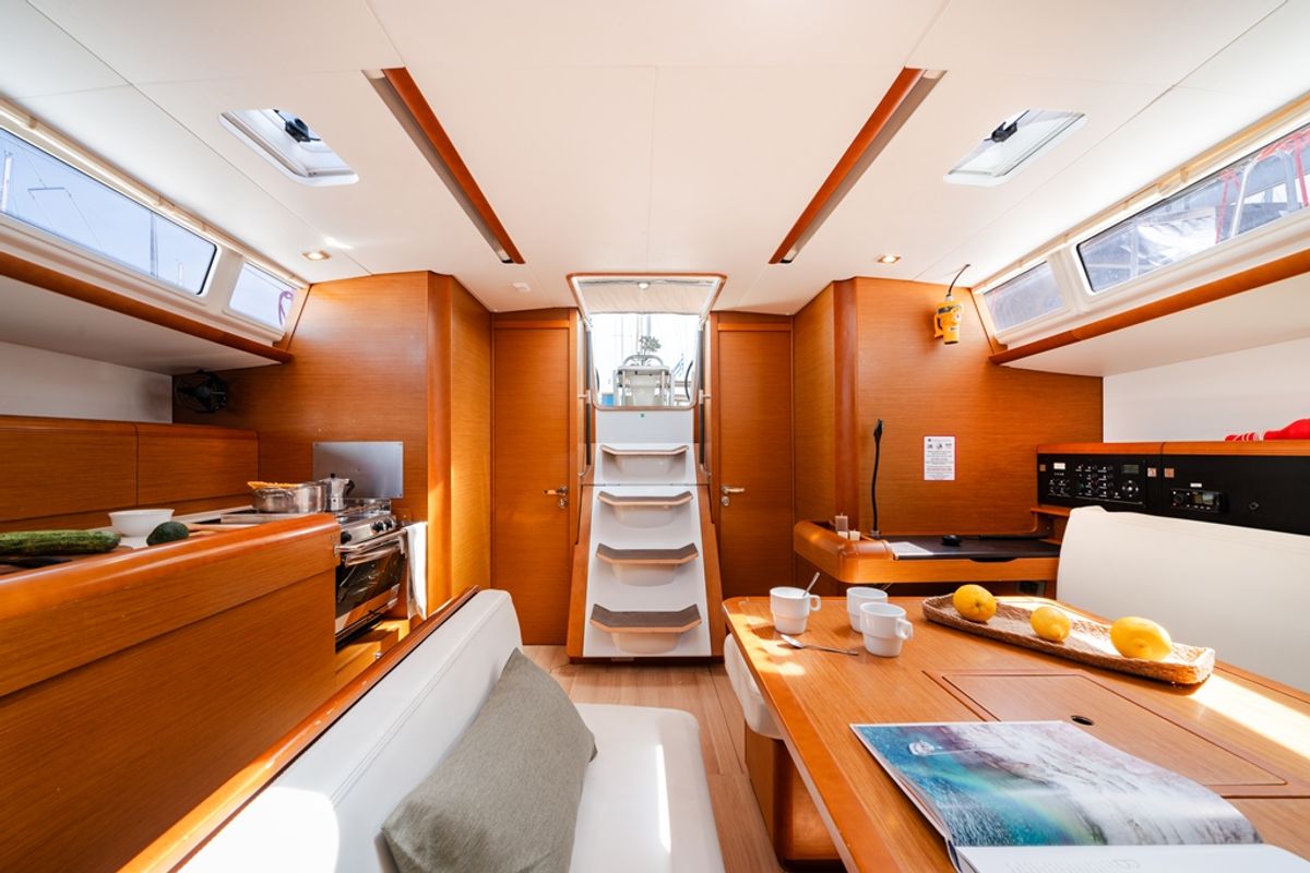 Salon of Sofia, a Jeanneau Sun Odyssey 479 sailboat at Municipal Unit of Ellomenos, Greece