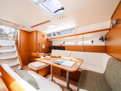 Salon of Sofia, a Jeanneau Sun Odyssey 479 sailboat at Municipal Unit of Ellomenos, Greece