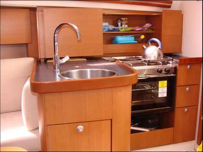 Galley of Af-H325, a Hanse Yachts Hanse 325 sailboat at Athens, Greece