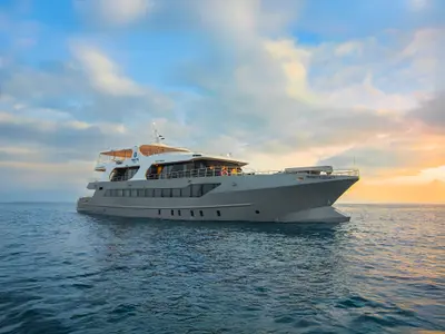 Tribute, a Luxury Luxury Motor Yacht yacht at Parroquia Puerto Baquerizo Moreno, Ecuador