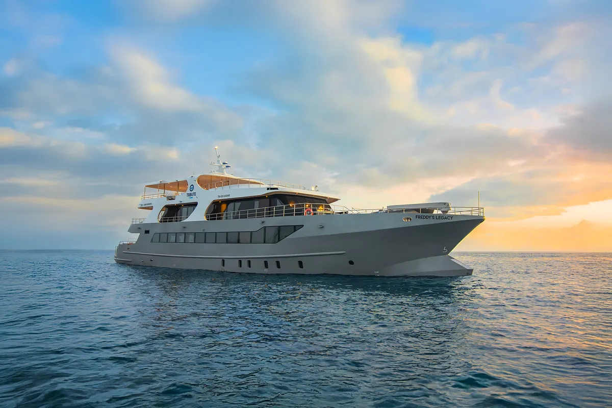 Tribute, a Luxury Luxury Motor Yacht yacht at Parroquia Puerto Baquerizo Moreno, Ecuador