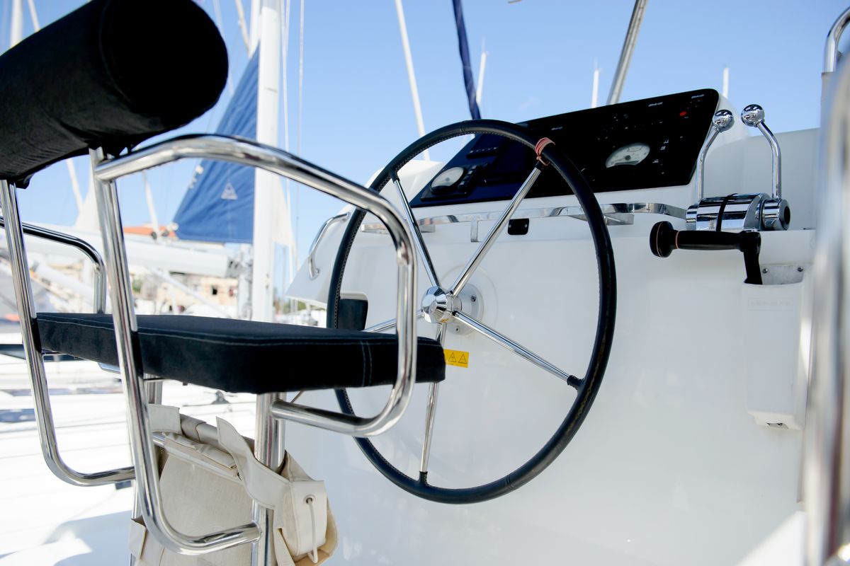 Salon of Full Moon, a Lagoon 42 catamaran at Municipal Unit of Lefkada, Greece