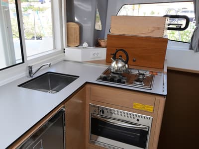 Galley of Silver Kiss, a Excess 12 - 4 + 1 + 1 cab. catamaran at Dubrovnik, Croatia