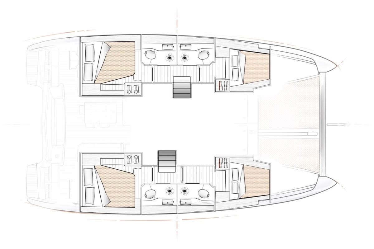 Cabin on Silver Kiss, a Excess 12 - 4 + 1 + 1 cab. catamaran at Dubrovnik, Croatia