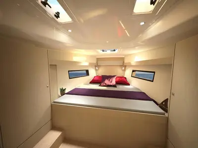 Cabin on Freya, a Bavaria C38 sailboat at Pirovac, Croatia