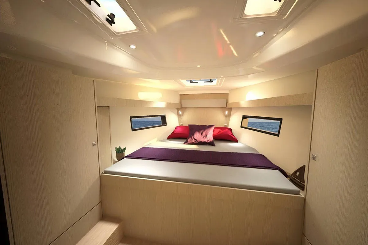 Cabin on Freya, a Bavaria C38 sailboat at Pirovac, Croatia