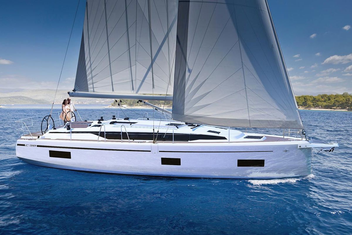 Exterior view of Freya, a Bavaria C38 sailboat at Pirovac, Croatia