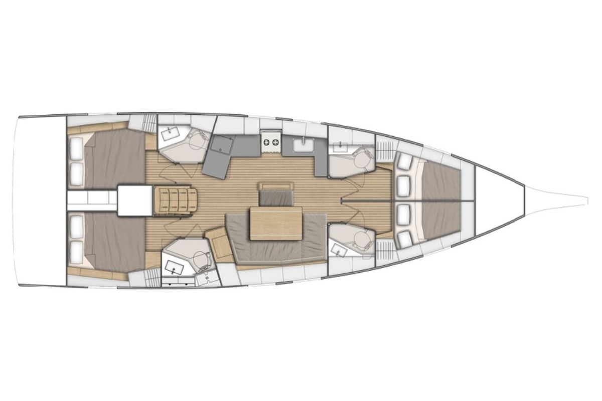 Floor plan of Pathos - Comfort Line, a Beneteau Oceanis 46.1 sailboat at Tonnarella, Italy