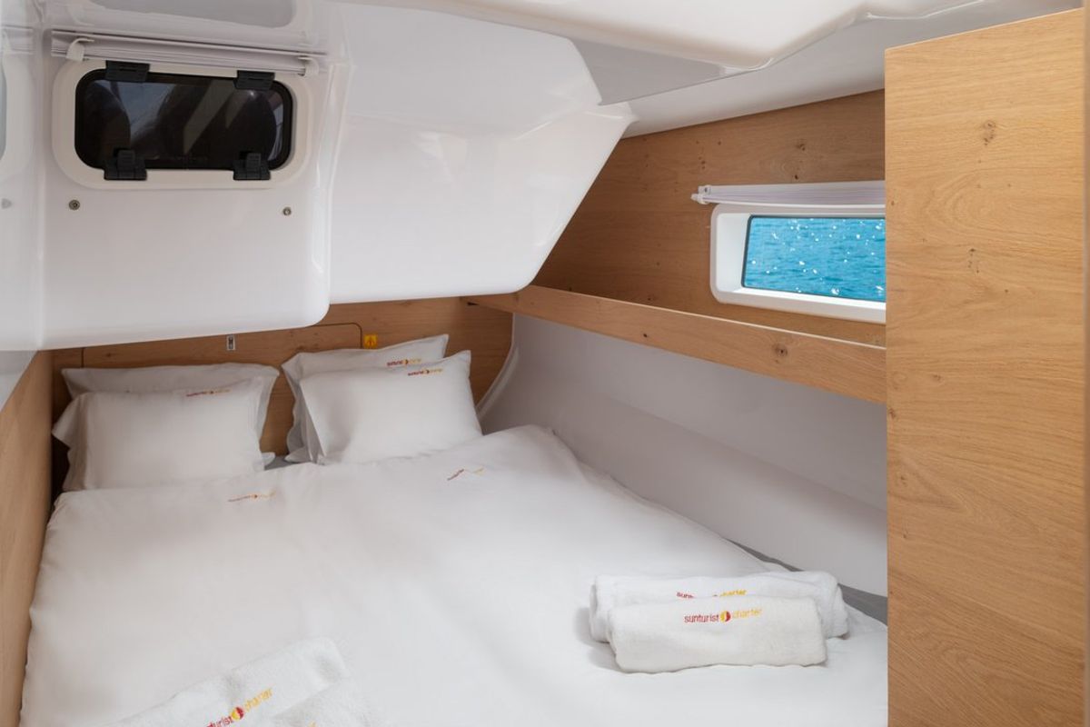 Cabin on Zara, a Elan Impression 45 sailboat at Zadar, Croatia