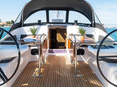 Cockpit of Zara, a Elan Impression 45 sailboat at Zadar, Croatia