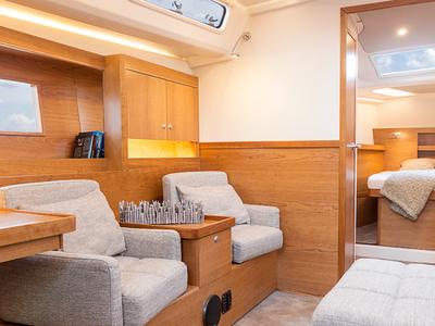 Salon of Scarlett, a Hanse Yachts Hanse 455 sailboat at Seget Donji, Croatia