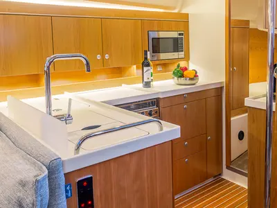 Galley of Scarlett, a Hanse Yachts Hanse 455 sailboat at Seget Donji, Croatia