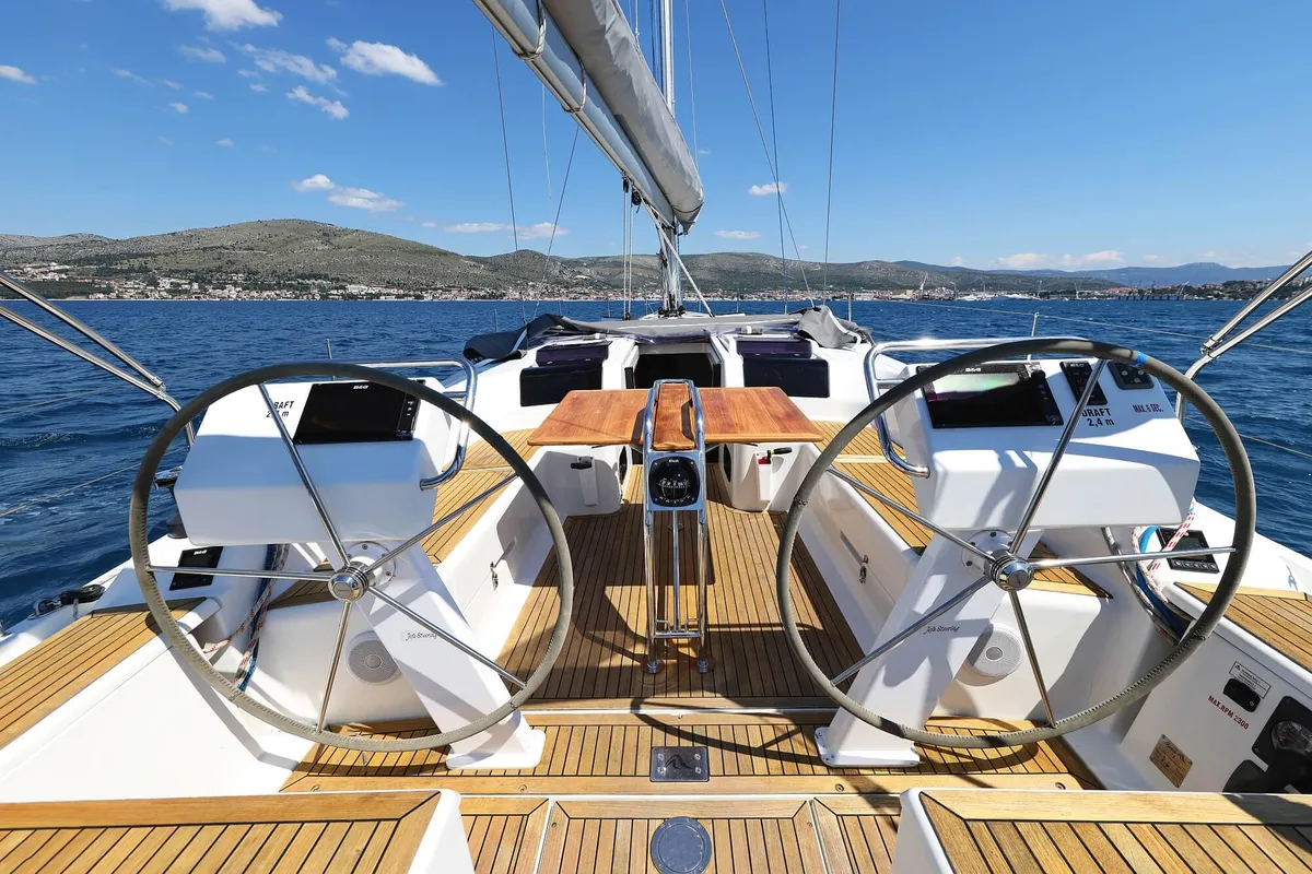 Scarlett, a Hanse Yachts Hanse 455 sailboat at Seget Donji, Croatia