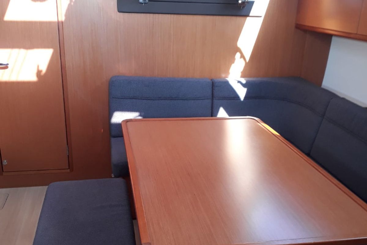 Salon of Musa, a Bavaria Cruiser 46 sailboat at Palermo, Italy