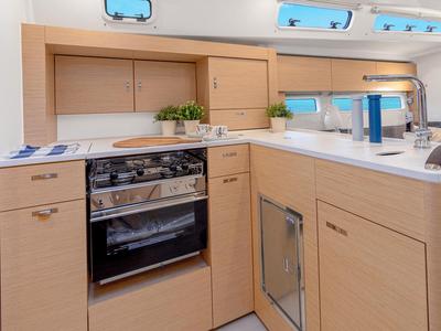 Galley of Valentina, a Hanse Yachts Hanse 360 sailboat at Capo d'Orlando, Italy