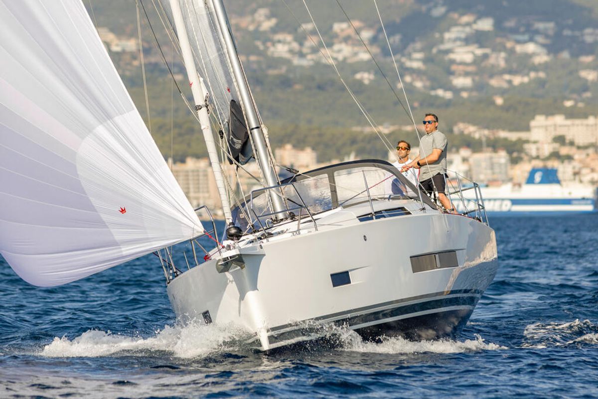 Exterior view of Valentina, a Hanse Yachts Hanse 360 sailboat at Capo d'Orlando, Italy