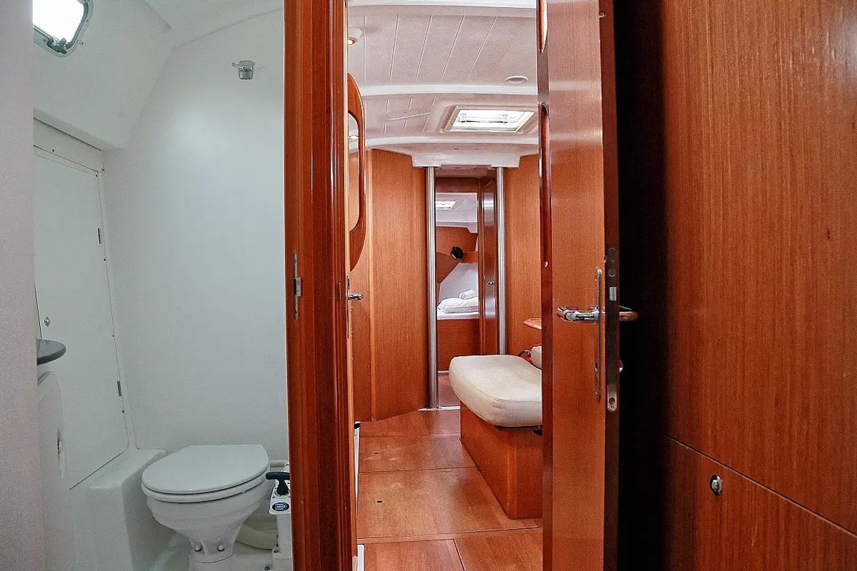 Head on Hermes, a Beneteau Cyclades 43.4 sailboat at Preveza, Greece
