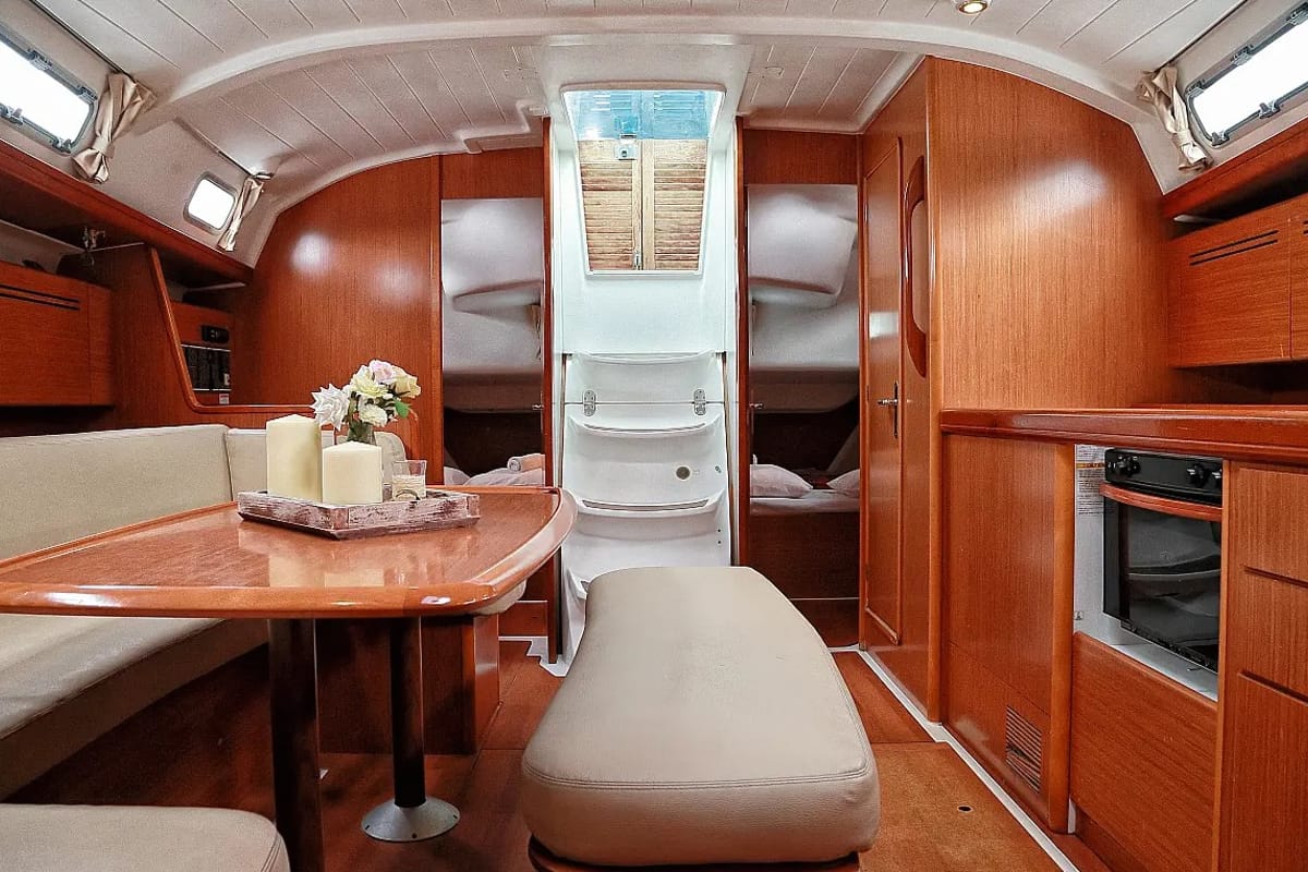Salon of Hermes, a Beneteau Cyclades 43.4 sailboat at Preveza, Greece
