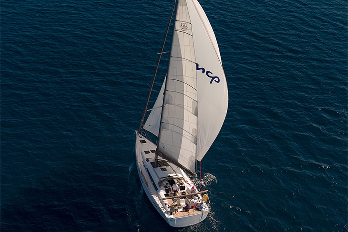 Exterior view of Avalon II, a Dufour 460 GL sailboat at Grad Šibenik, Croatia
