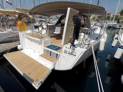 Deck of Avalon II, a Dufour 460 GL sailboat at Grad Šibenik, Croatia