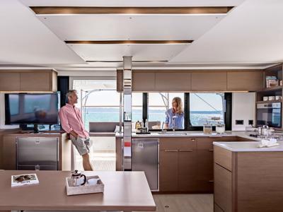 Galley of Poe Rava, a Lagoon 46 catamaran at Papeete, France